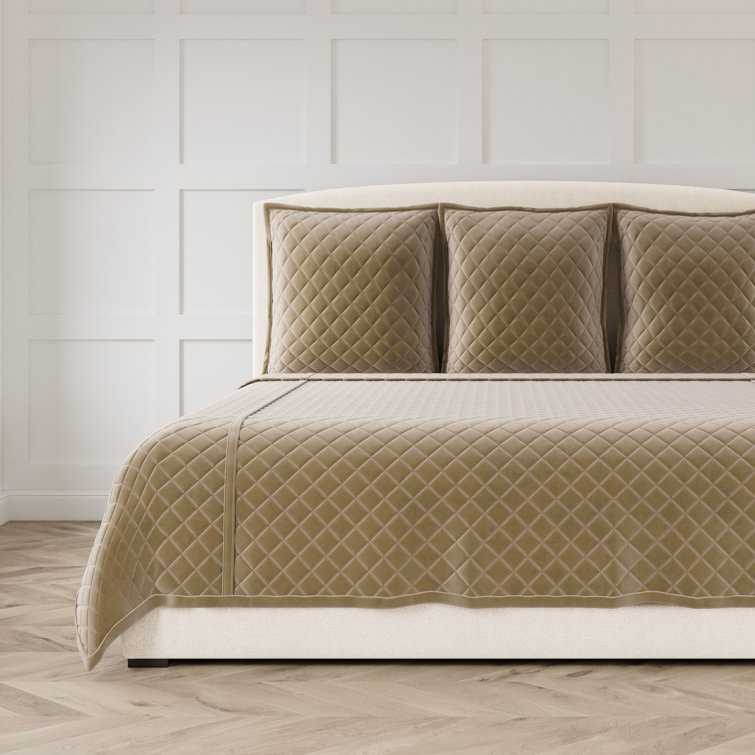 King Size Indigo Linen Quilted Coverlet Set with Euro Shams