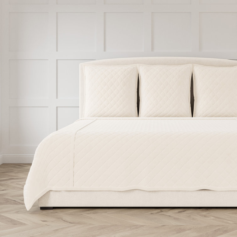 King Size Indigo Linen Quilted Coverlet Set with Euro Shams