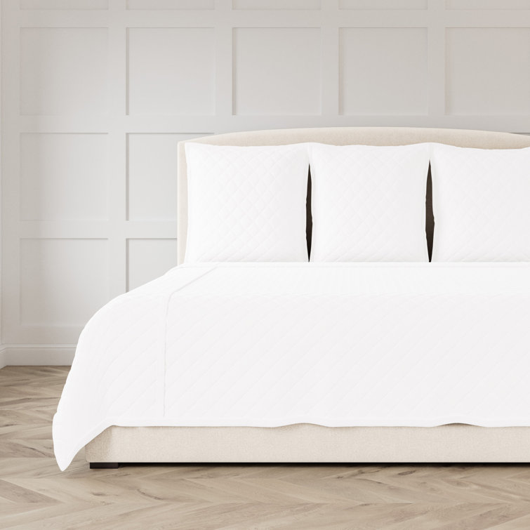 King Size Indigo Linen Quilted Coverlet Set with Euro Shams