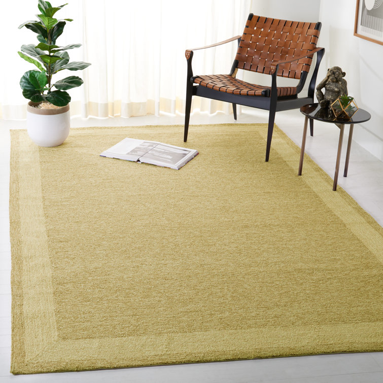 Green Hand Hooked Synthetic 6' x 9' Area Rug