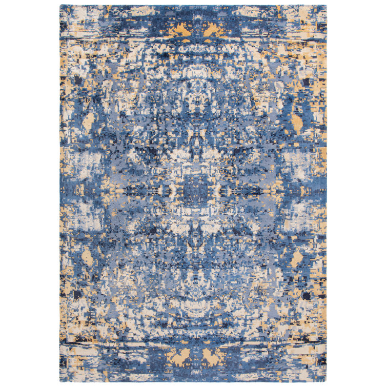 Twilight Blue Hand-Knotted Wool Silk 6' x 9' Rug