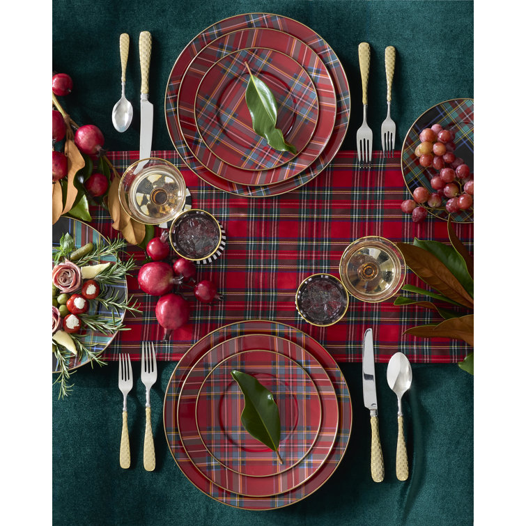 Black Tartan Handcrafted Chip-Resistant Salad Plate