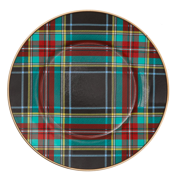 Black Tartan Handcrafted Chip-Resistant Salad Plate