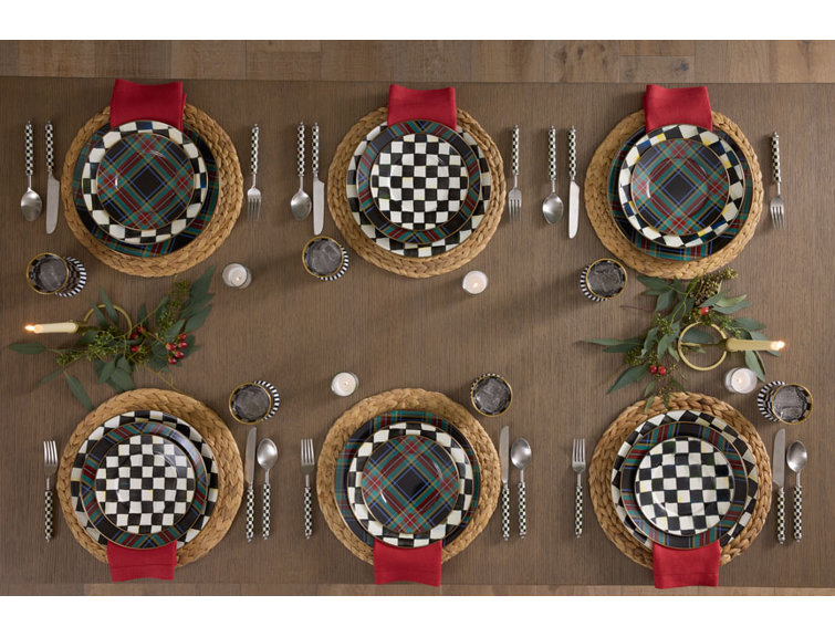 Black Tartan Handcrafted Chip-Resistant Salad Plate