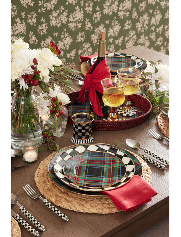 Black Tartan Handcrafted Chip-Resistant Salad Plate