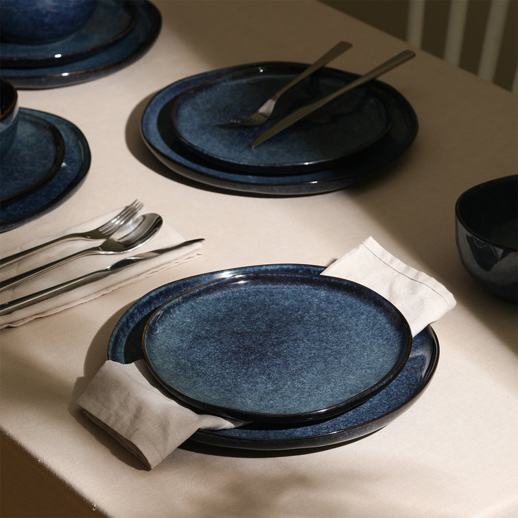 Mirella Blue Ceramic 12-Piece Dinnerware Set for 4