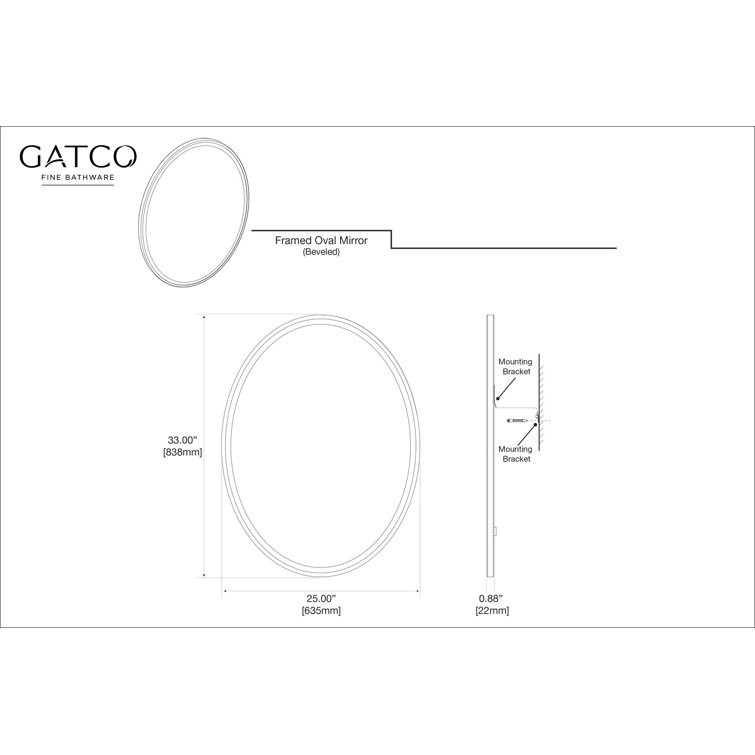 Elegant Satin Nickel Full-Length 33"x25" Rectangular Vanity Mirror