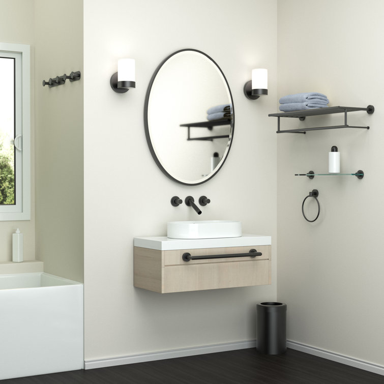 Elegant Oval Silver Metal Framed Bathroom Mirror, 33" x 25"