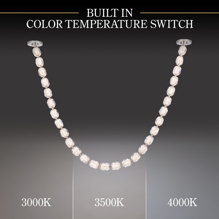 Polished Nickel 6-Light Crystal LED Pendant