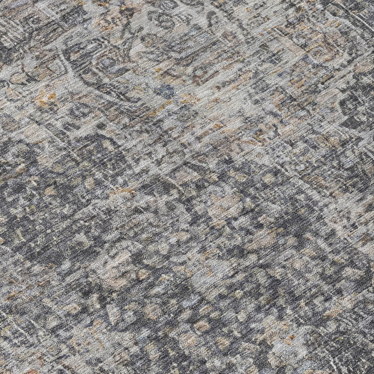 Charcoal Flat Woven Synthetic 10' x 14' Washable Rug