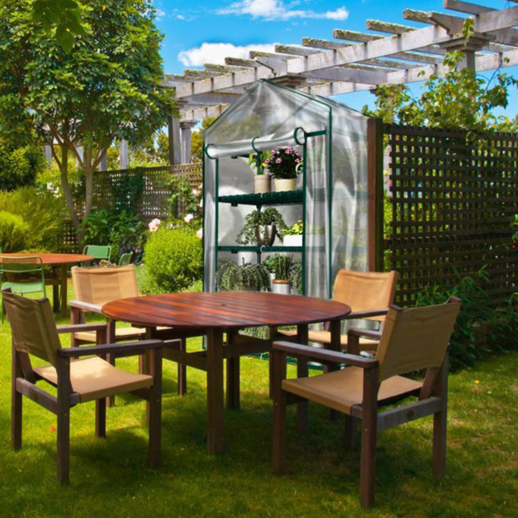 Green 4-Tier Portable Mini Greenhouse with Clear PVC Cover