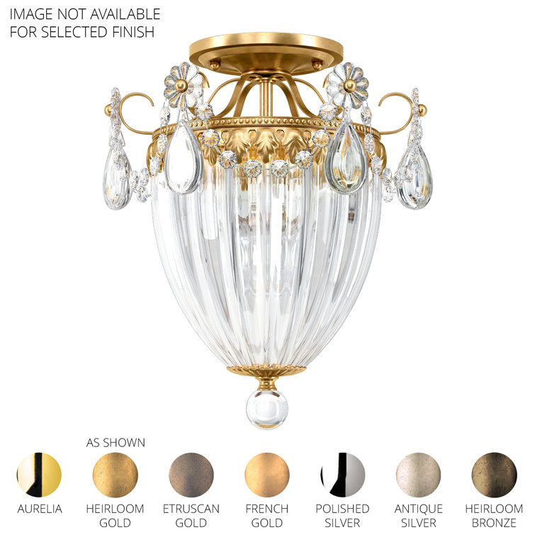 Etruscan Gold 3-Light Semi-Flush Mount with Clear Heritage Crystal