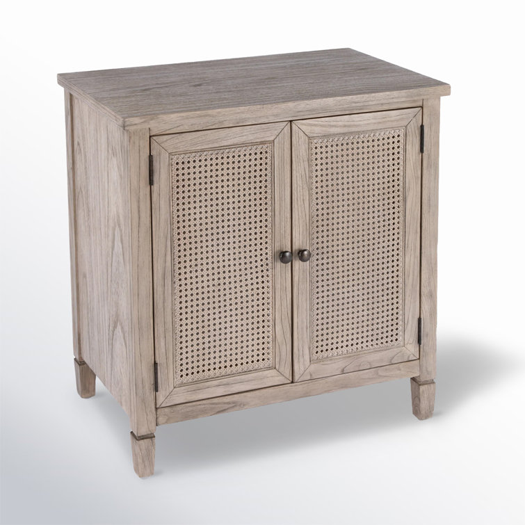 Desert Sand Traditional 2-Door Cane Cabinet with Adjustable Shelving