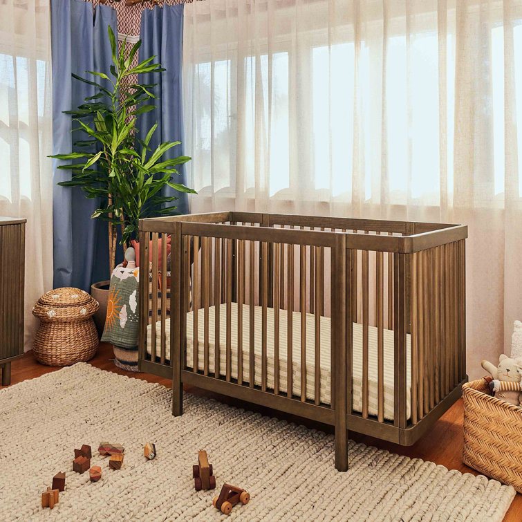 Natural Walnut 8-in-1 Convertible Crib with Rounded Spindles