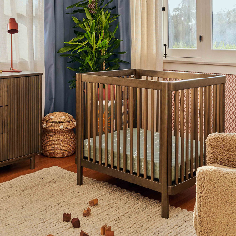 Natural Walnut 8-in-1 Convertible Crib with Rounded Spindles
