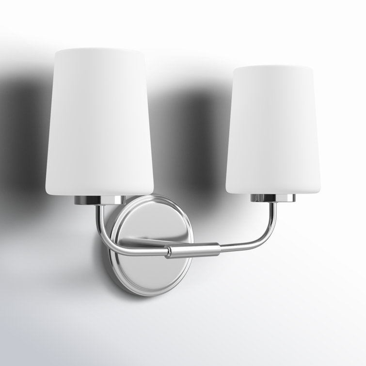 Chrome 2-Light Vanity with Etched Opal Glass Shades