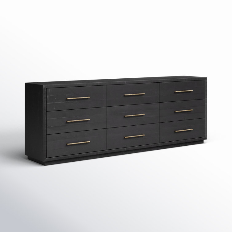 Alexa 88" Burnished Black Acacia 9-Drawer Dresser