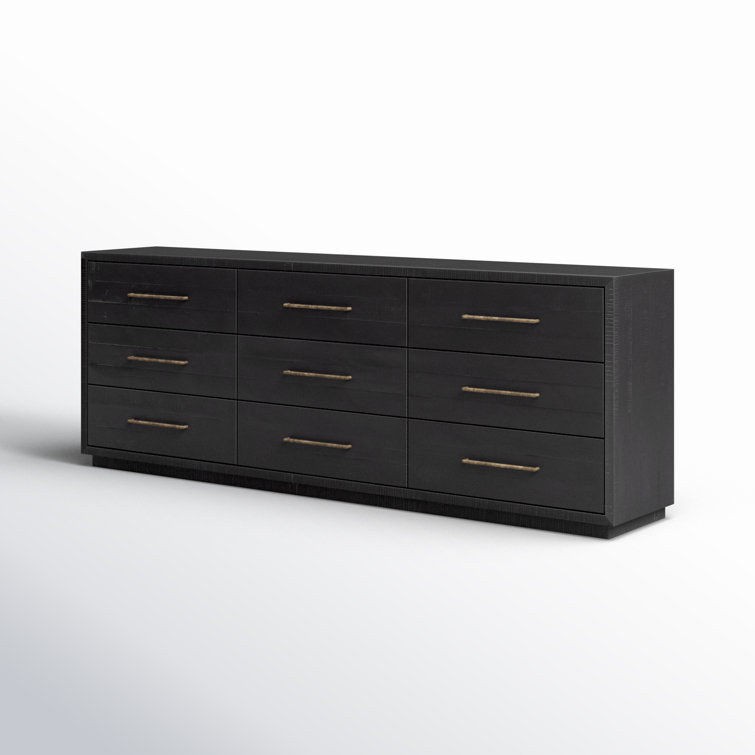 Alexa 88" Burnished Black Acacia 9-Drawer Dresser