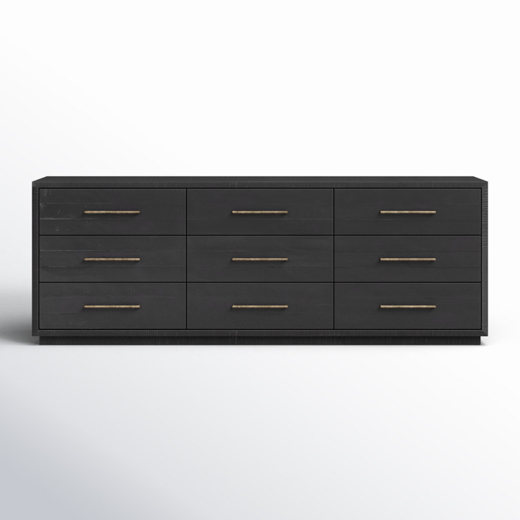 Alexa 88" Burnished Black Acacia 9-Drawer Dresser