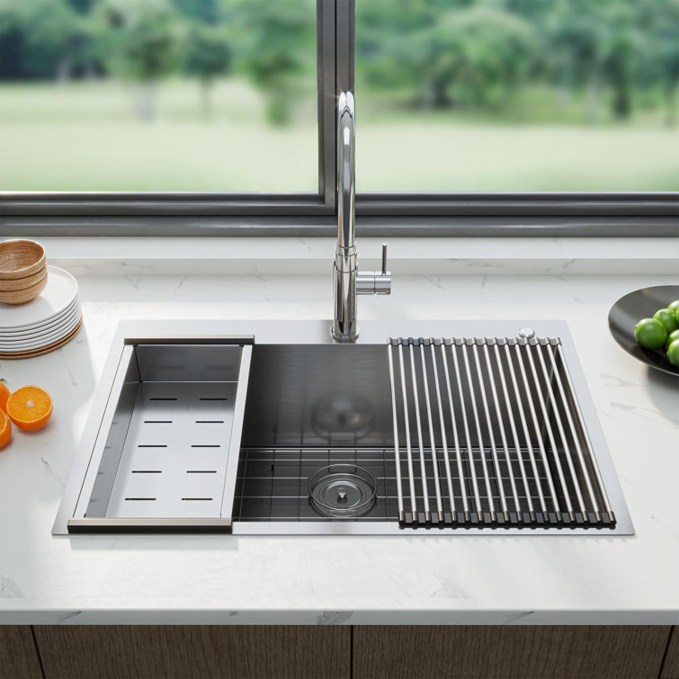 33" Brushed Stainless Steel Single Bowl Undermount Kitchen Sink