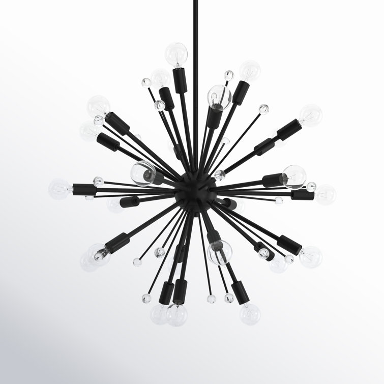 Galea Matte Black 24-Light Sputnik Chandelier with Glass Baubles