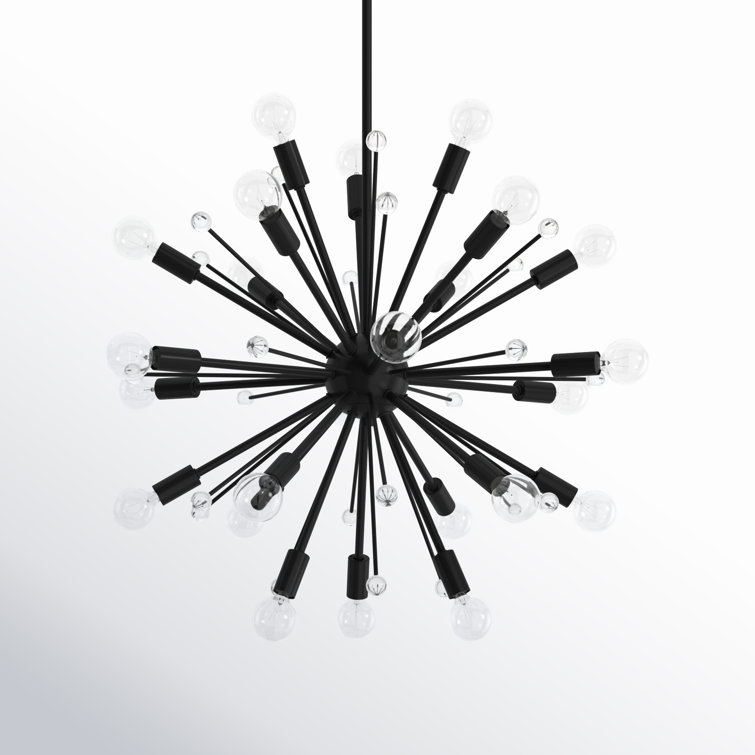 Galea Matte Black 24-Light Sputnik Chandelier with Glass Baubles