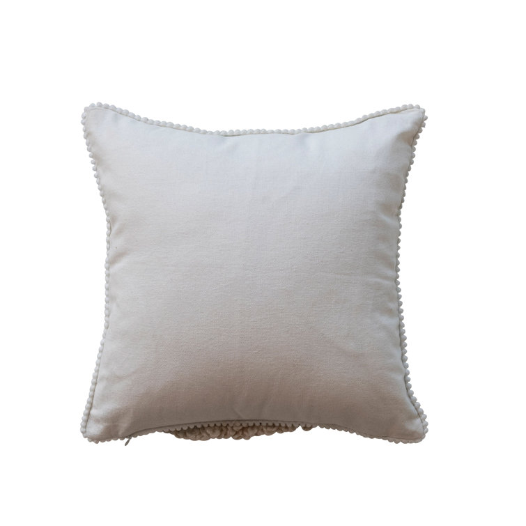 Square Multicolor Cotton Blend Embroidered Christmas Throw Pillow