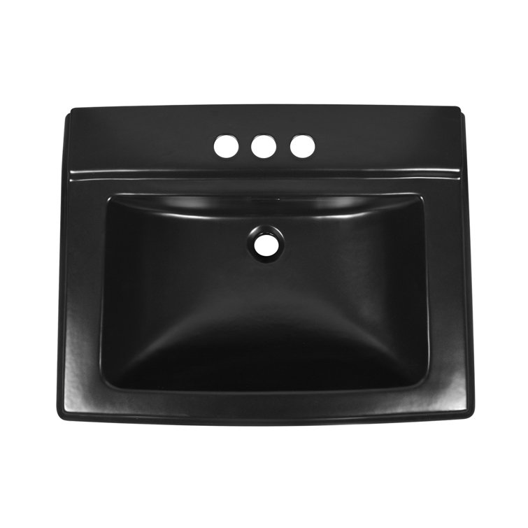 Elegant Apex White Ceramic 34" Rectangular Pedestal Sink with Overflow