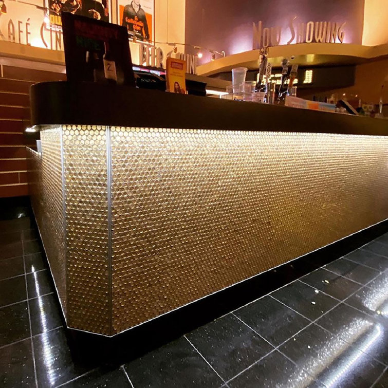 Gold Polished Penny Round Glass Mosaic Tile