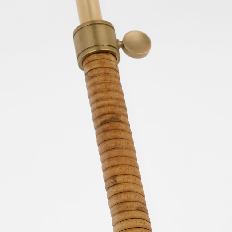 Adjustable Antique-Burnished Brass and Natural Rattan Buffet Lamp