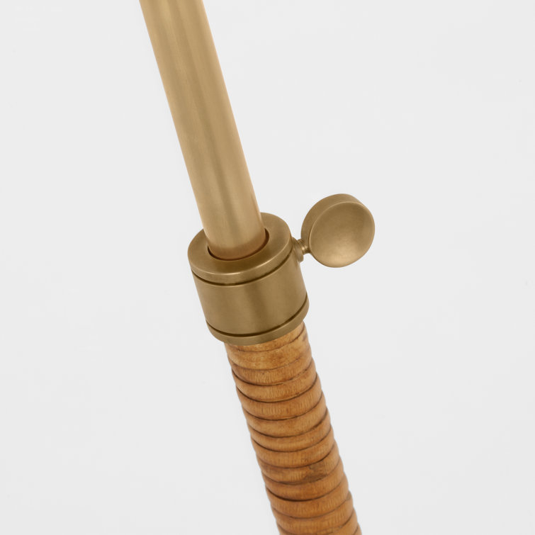 Adjustable Antique-Burnished Brass and Natural Rattan Buffet Lamp