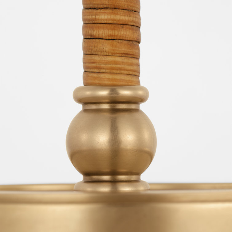 Adjustable Antique-Burnished Brass and Natural Rattan Buffet Lamp