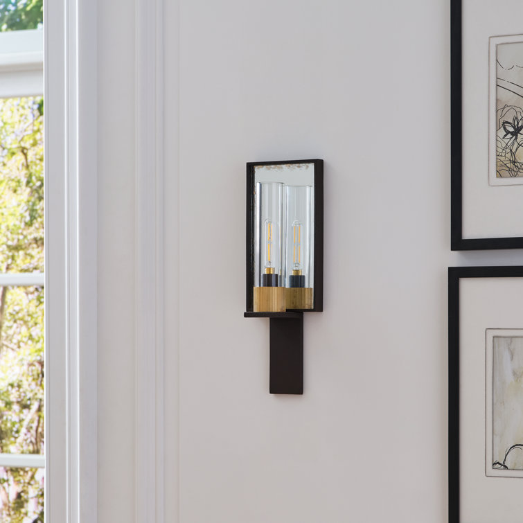 Polished Nickel and Glass Direct Wired Wall Sconce