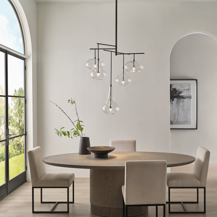 Gunmetal and Clear Glass 5-Light LED Chandelier