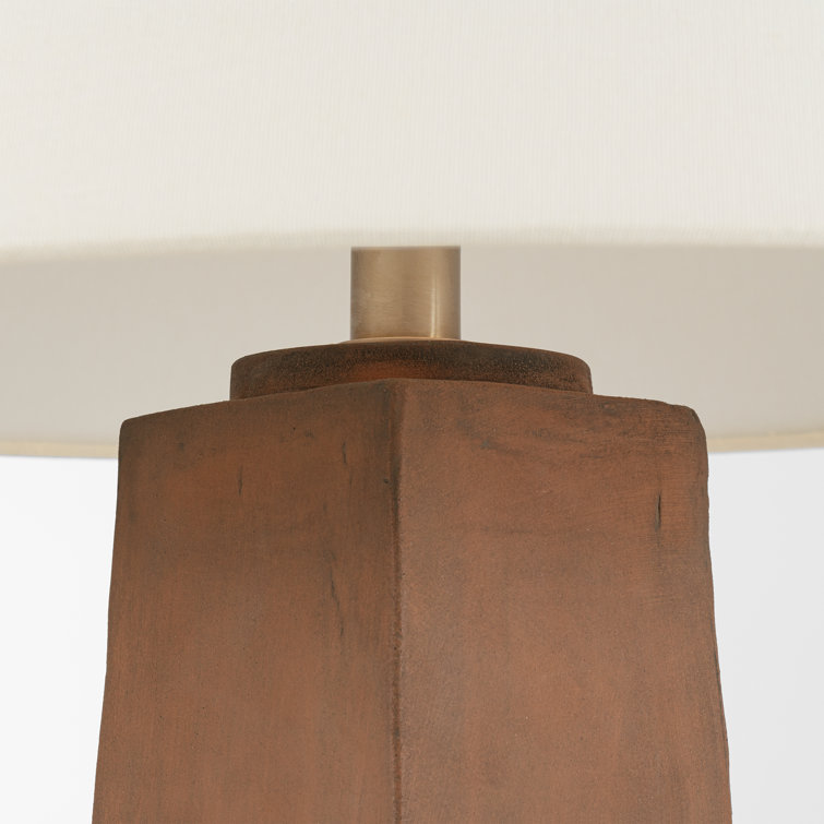 Natural Terracotta Adjustable Outdoor Table Lamp with Linen Shade