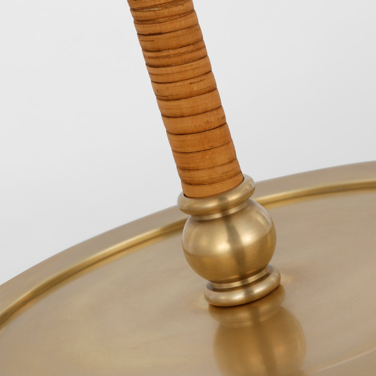 Adjustable Antique-Burnished Brass and Rattan Outdoor Floor Lamp