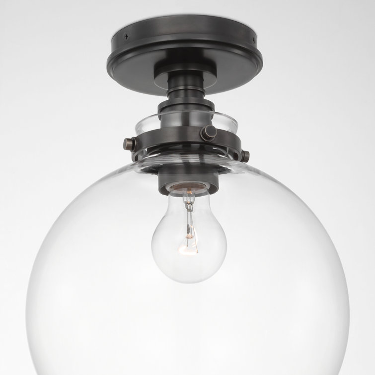 Bronze and Clear Glass Globe LED Flush Mount