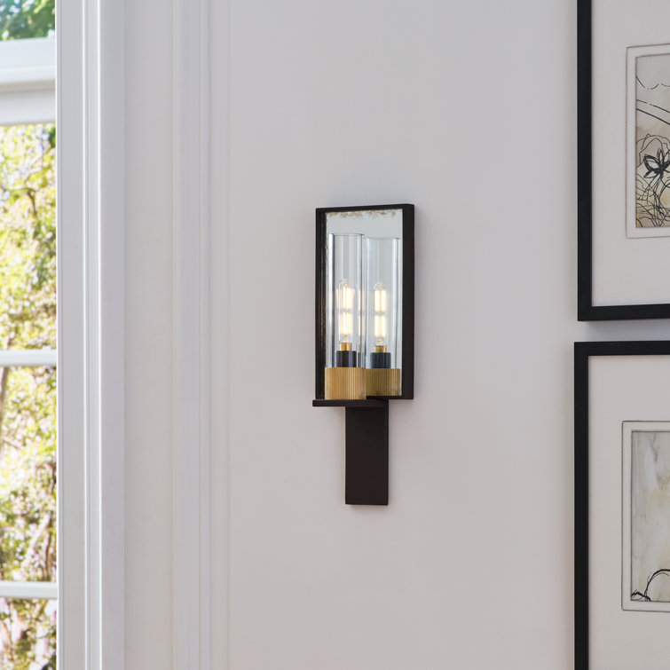 Polished Nickel and Glass Direct Wired Wall Sconce