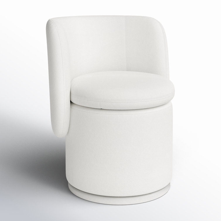 Ivory Upholstered Swivel Side Chair with Metal Legs