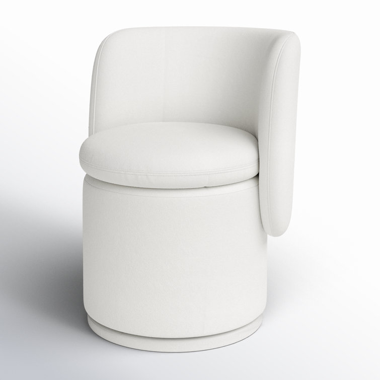 Ivory Upholstered Swivel Side Chair with Metal Legs