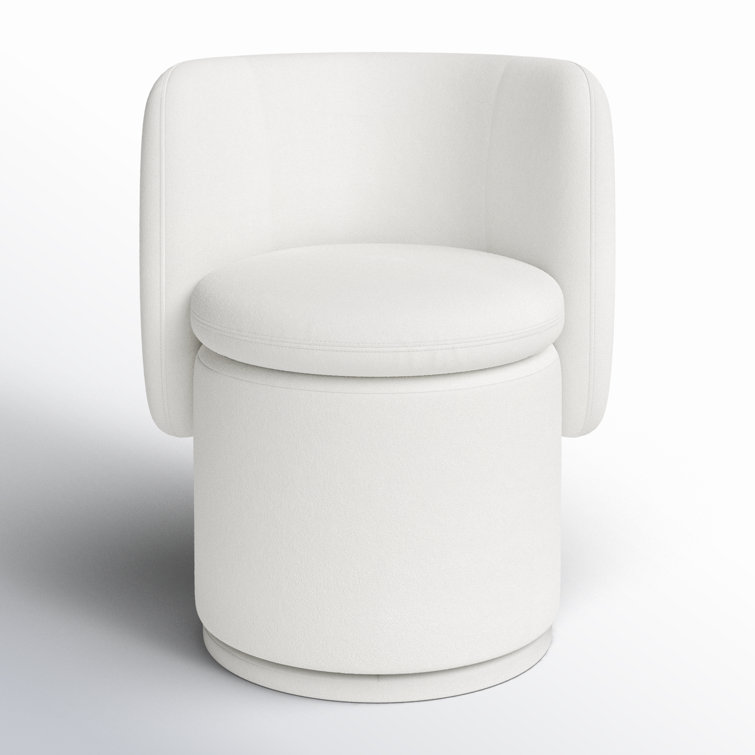 Ivory Upholstered Swivel Side Chair with Metal Legs