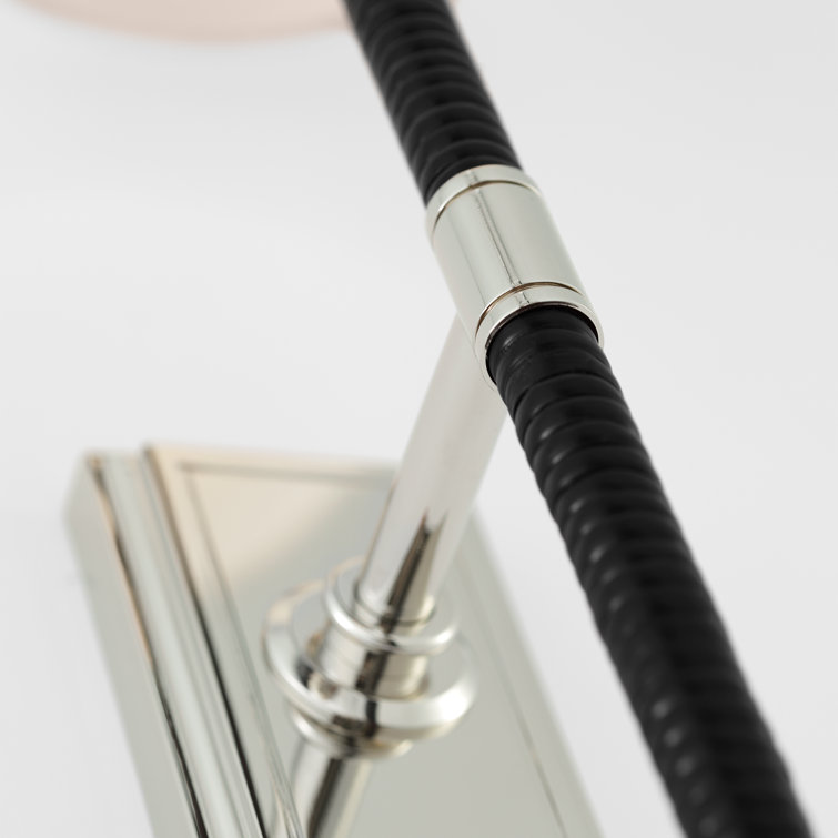 Black and Polished Nickel 28.5" Wall Sconce with Linen Shade