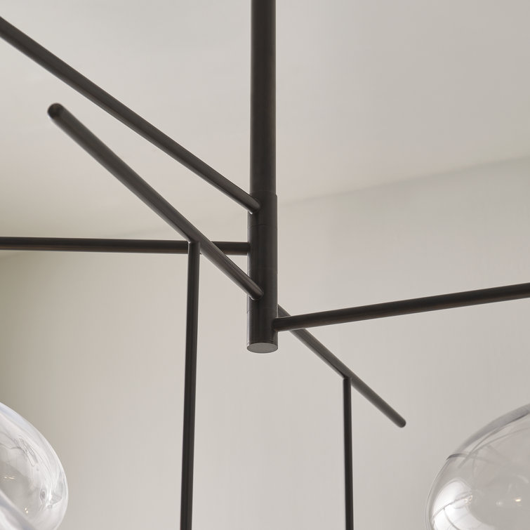 Gunmetal and Clear Glass 5-Light LED Chandelier