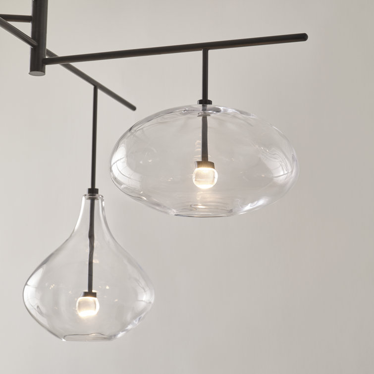 Gunmetal and Clear Glass 5-Light LED Chandelier