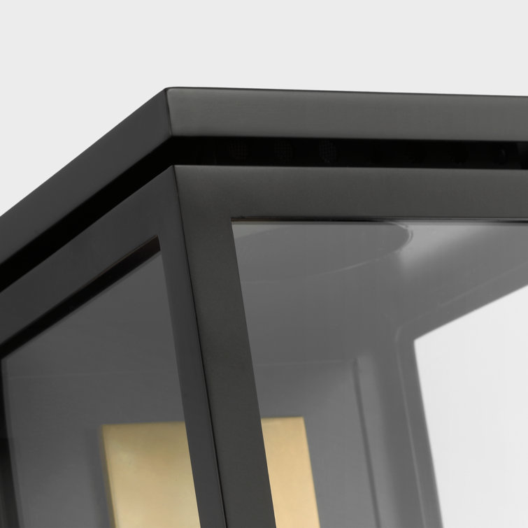 Matte Black Gas Outdoor Wall Lantern with Glass Panels