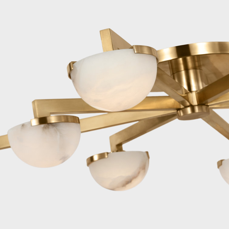 Antique-Burnished Brass 36" LED Flush Mount Light with Alabaster Shades