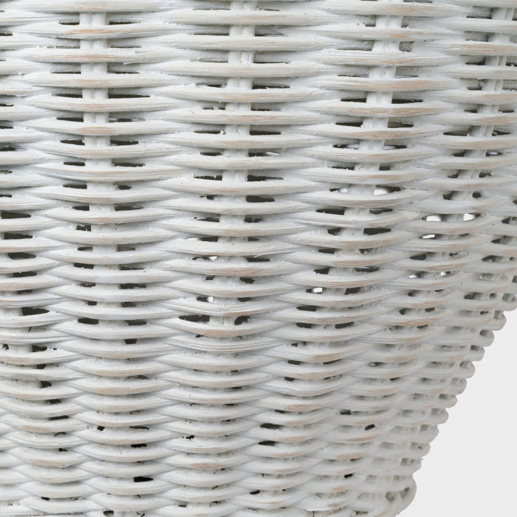 Evie Adjustable White Wicker Outdoor Table Lamp