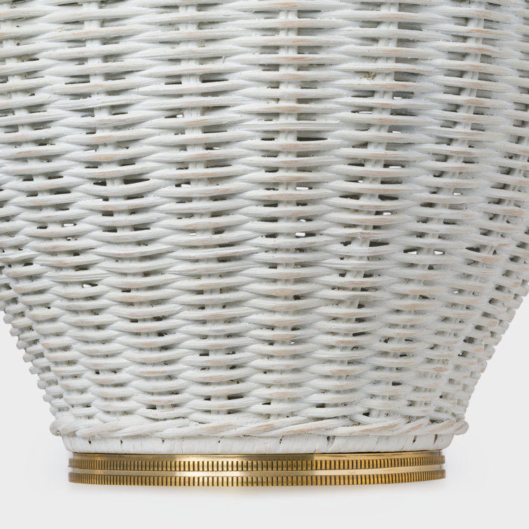 Evie Adjustable White Wicker Outdoor Table Lamp