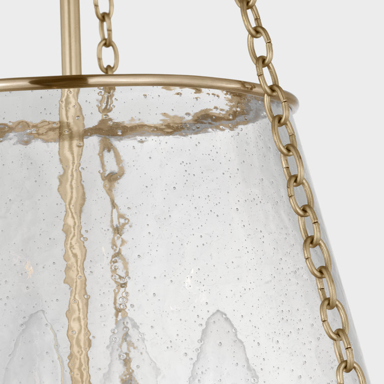 Soft Brass Glass Drum LED Pendant Light