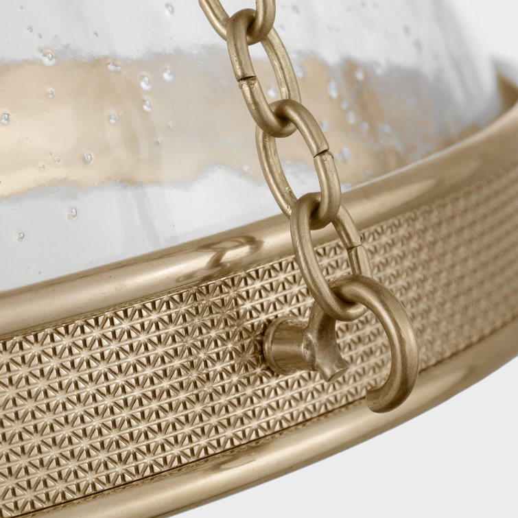 Soft Brass Glass Drum LED Pendant Light